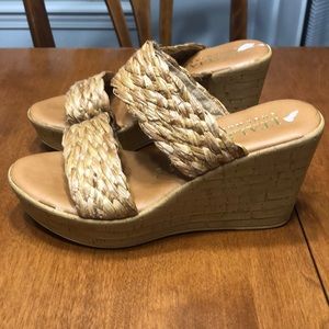 Italian shoemakers straw wedges